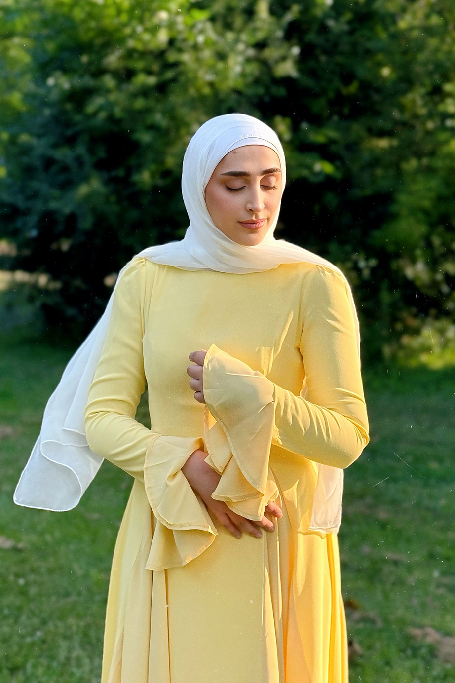 elegant butter yellow dress Elegant Pastel Butter Yellow Satin Maxi Dress with Twist Front for Wed Canary Houze